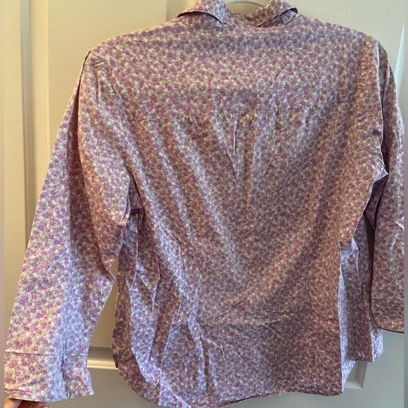 Lavender floral button down top. - Picture 3 of 3